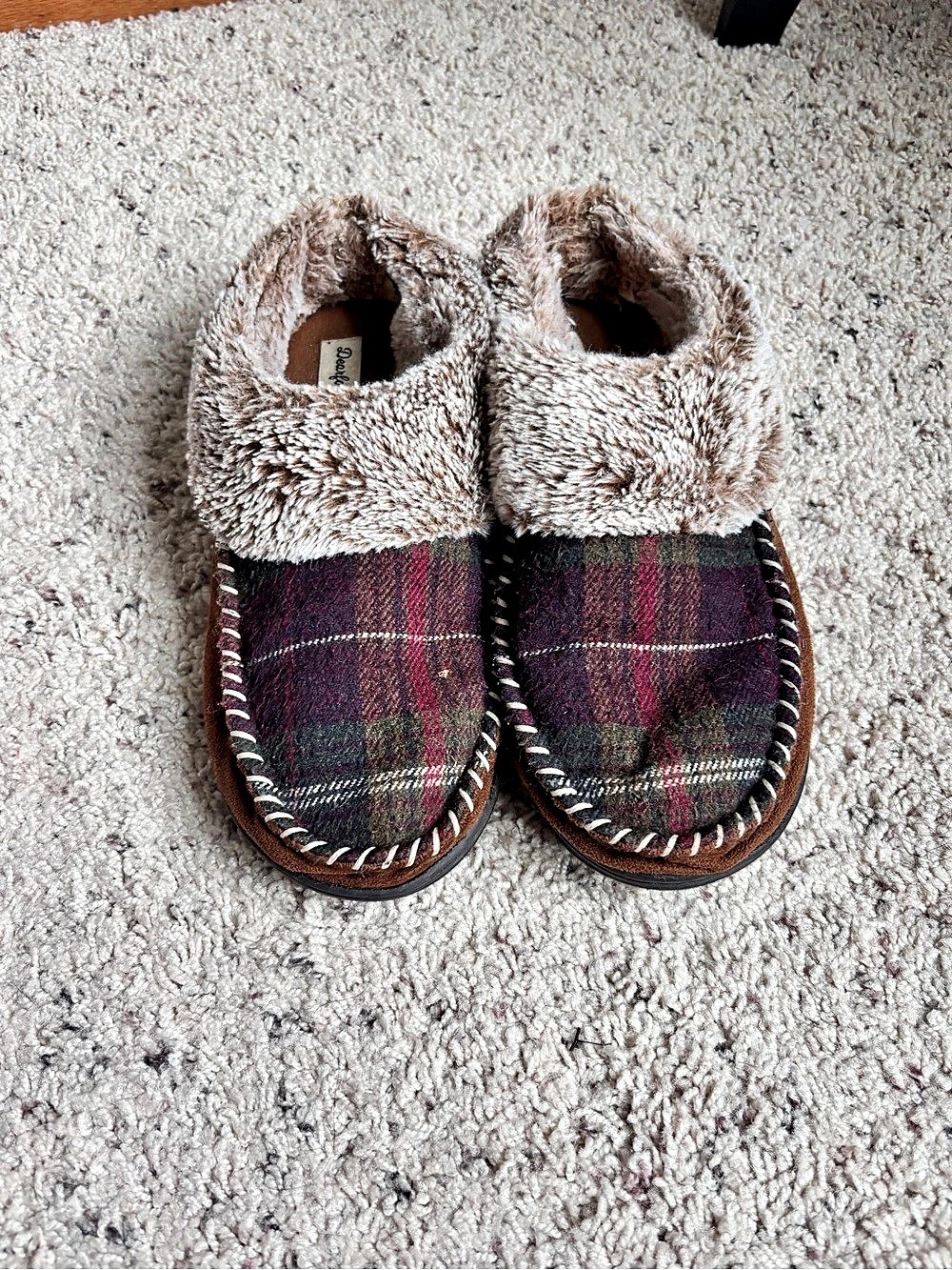 Dearfoams plaid faux-fur slippers Women’s U.S. 9-10